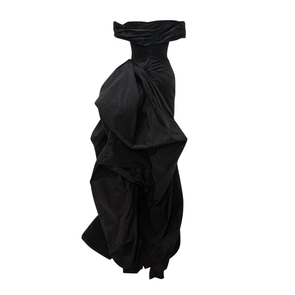 Marmar Halim Off-Shoulder Draped Taffeta Dress With Detachable Over Skirt | Evening Gowns | Coveti