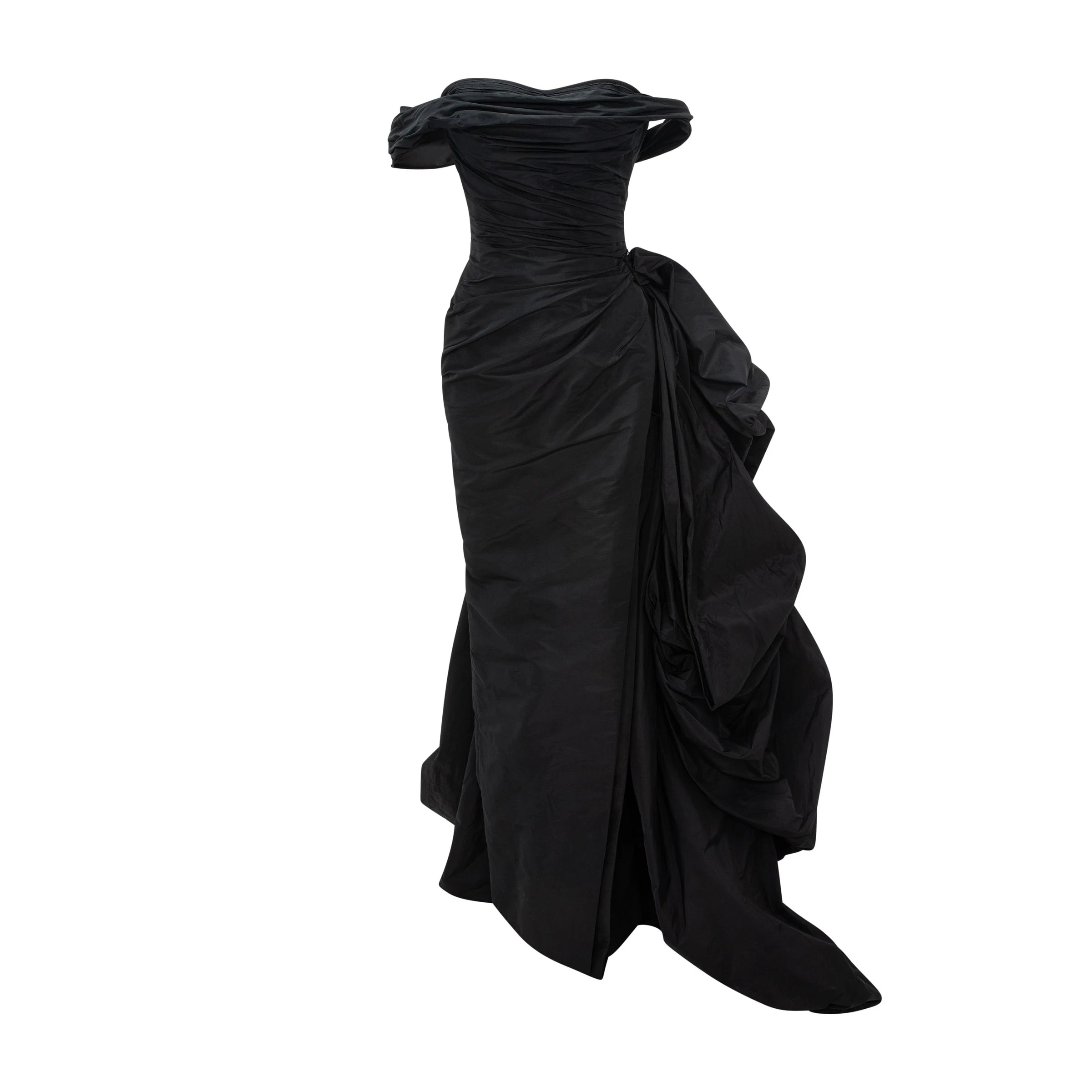 Marmar Halim Off-Shoulder Draped Taffeta Dress With Detachable Over Skirt Marmar Halim Off-Shoulder Draped Taffeta Dress With Detachable Over Skirt | Evening Gowns | Coveti