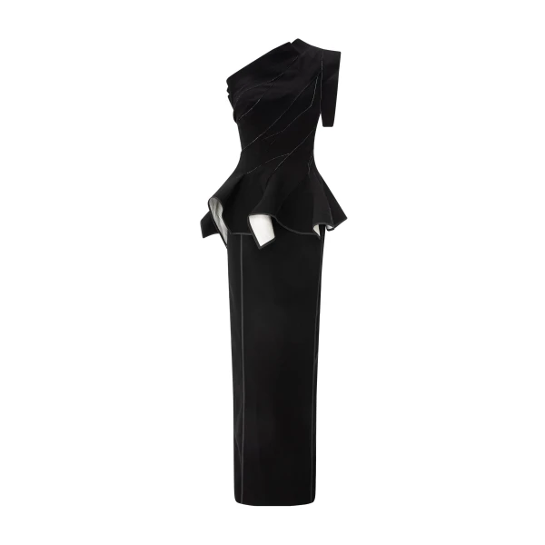 Marmar Halim One-Shoulder Crepe Dress | Evening Gowns | Coveti