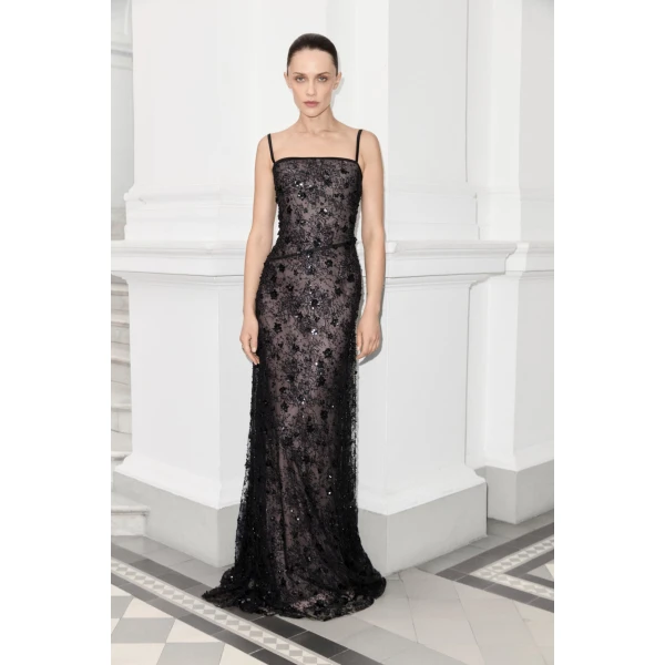 Marmar Halim Straight-Cut Embroidered Lace Dress | Evening Gowns | Coveti