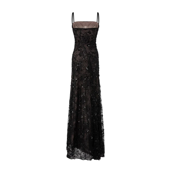 Marmar Halim Straight-Cut Embroidered Lace Dress | Evening Gowns | Coveti