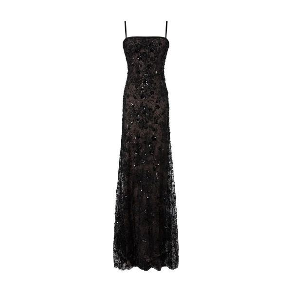 Marmar Halim Straight-Cut Embroidered Lace Dress | Evening Gowns | Coveti