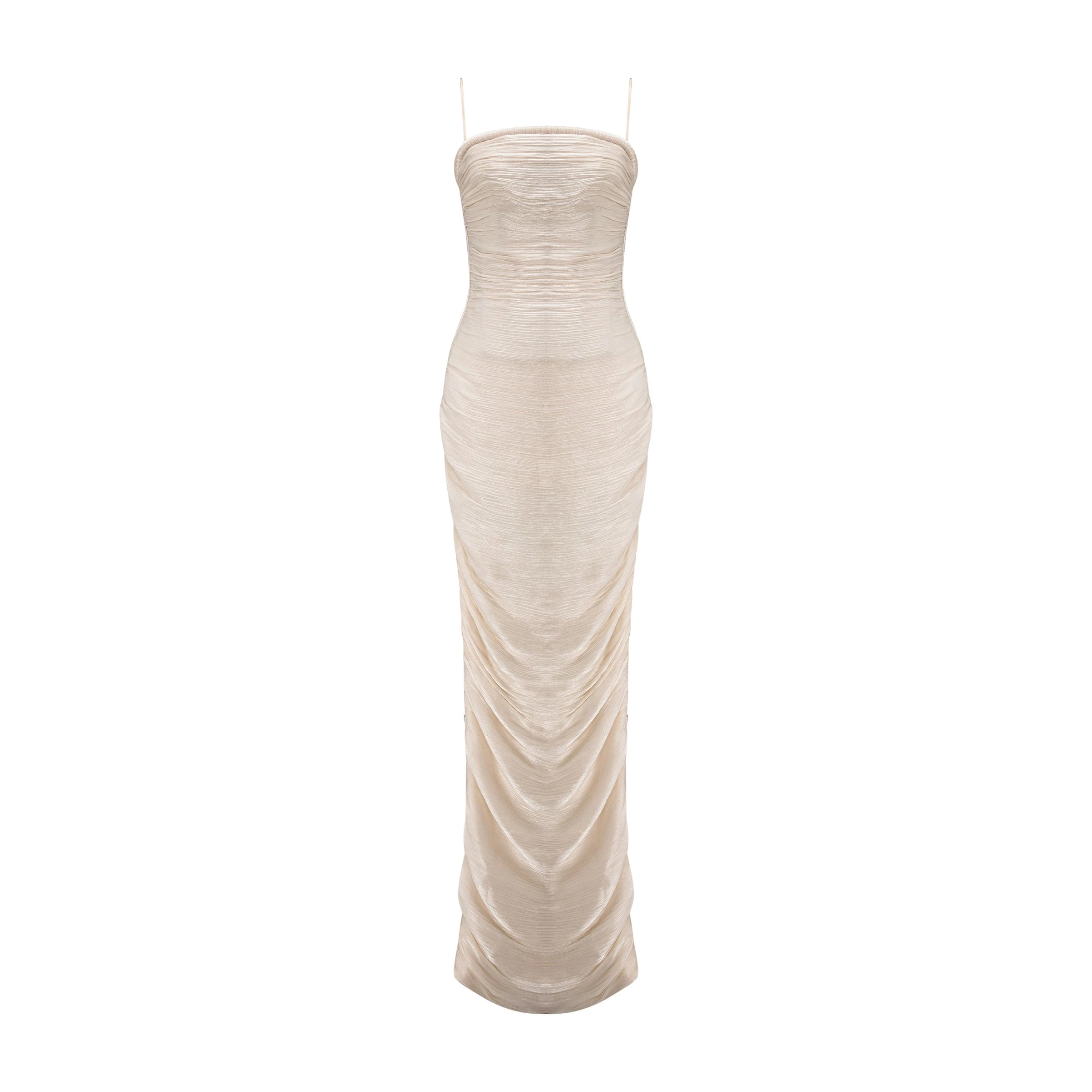 Marmar Halim Straight-Cut Pleated Silk Dress Marmar Halim Straight-Cut Pleated Silk Dress | Evening Gowns | Coveti