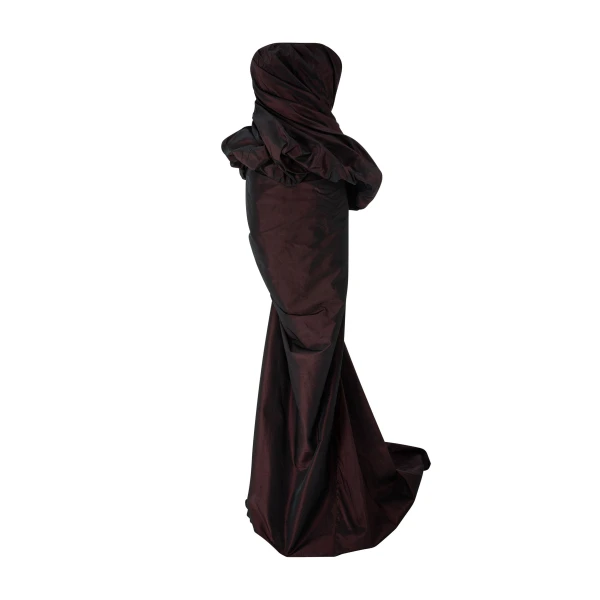 Marmar Halim Strapless Draped Corseted Taffeta Dress | Evening Gowns | Coveti
