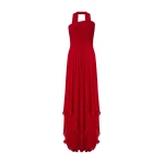 Marmar Halim Strapless Pleated Chiffon Dress With Scarf | Evening Gowns | Coveti