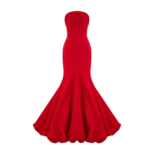 Marmar Halim Strapless Taffeta Fish-Cut Dress | Evening Gowns | Coveti