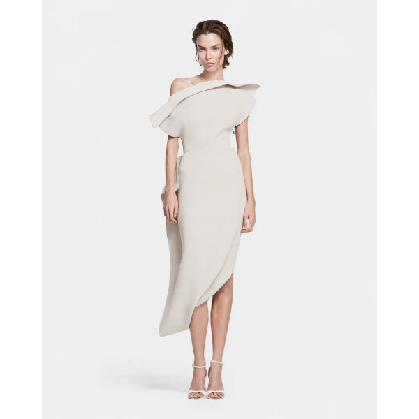 Maticevski Invoke Dress in Beige | Midi Dresses | Coveti