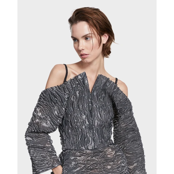 Maticevski Phantom Dress in Grey | Midi Dresses | Coveti