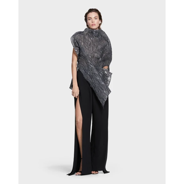 Maticevski Scintilla Top in Grey | Off The Shoulder | Coveti