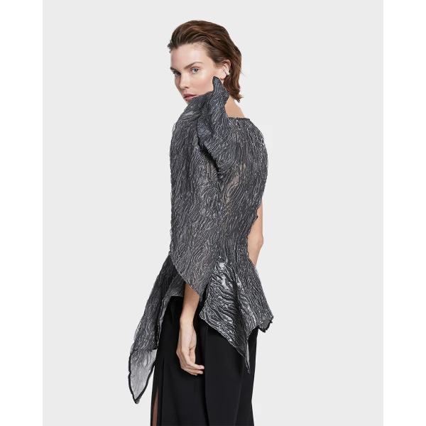 Maticevski Scintilla Top in Grey | Off The Shoulder | Coveti