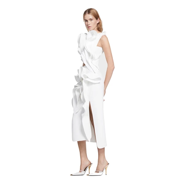 Maticevski Smoulder Dress in White | Midi Dresses | Coveti