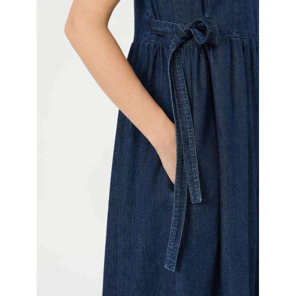 Max Mara Abano Cotton Denim Dress in Navy | Maxi Dresses | Coveti