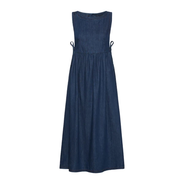 Max Mara Abano Cotton Denim Dress in Navy | Maxi Dresses | Coveti