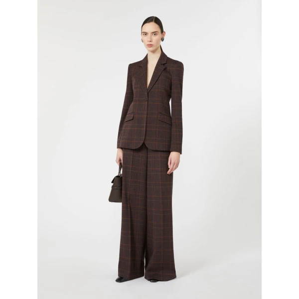 Max Mara Abate Wool and Cotton Single-Breasted Blazer in Brown Bordeaux | Blazers | Coveti