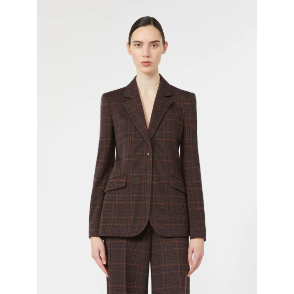Max Mara Abate Wool and Cotton Single-Breasted Blazer in Brown Bordeaux | Blazers | Coveti