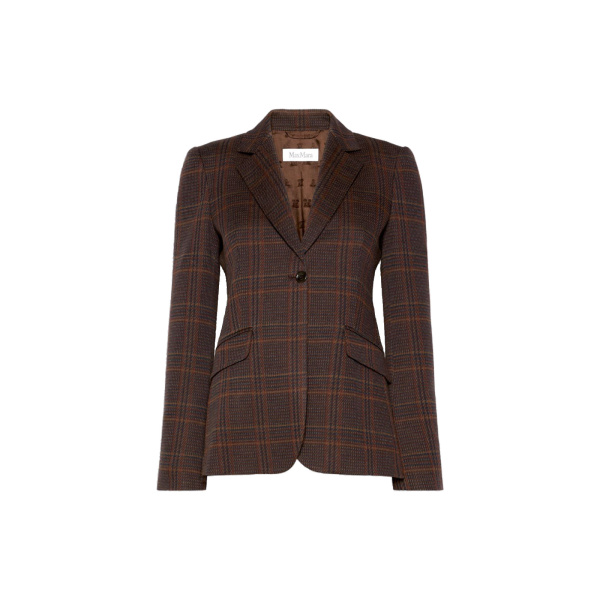 Max Mara Abate Wool and Cotton Single-Breasted Blazer in Brown Bordeaux | Blazers | Coveti