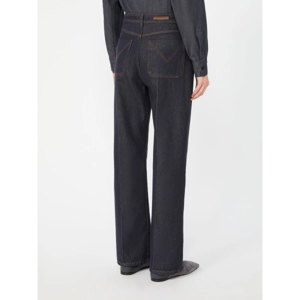 Max Mara Abbono Denim-Look Barrel-Leg Trousers in Midnight Blue | Denim | Coveti