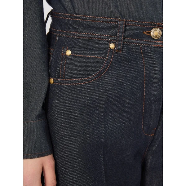 Max Mara Abbono Denim-Look Barrel-Leg Trousers in Midnight Blue | Denim | Coveti