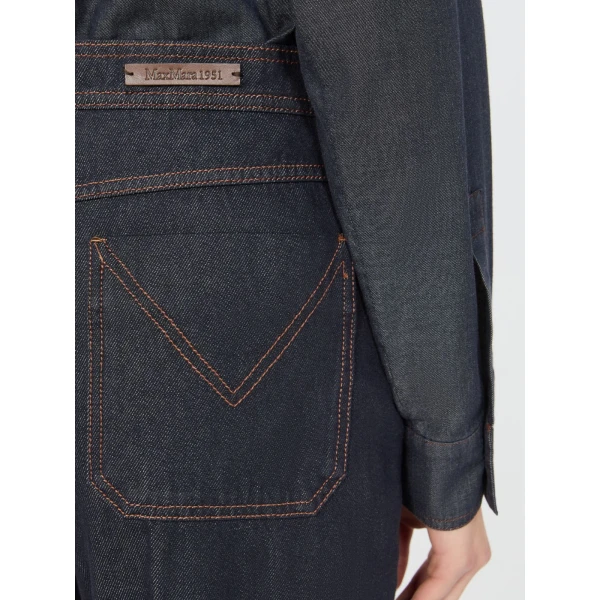 Max Mara Abbono Denim-Look Barrel-Leg Trousers in Midnight Blue | Denim | Coveti