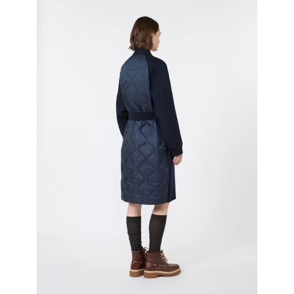 Max Mara Abbono Padded Double Wool Coat in Navy | Wool Coat | Coveti