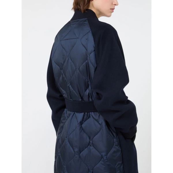 Max Mara Abbono Padded Double Wool Coat in Navy | Wool Coat | Coveti