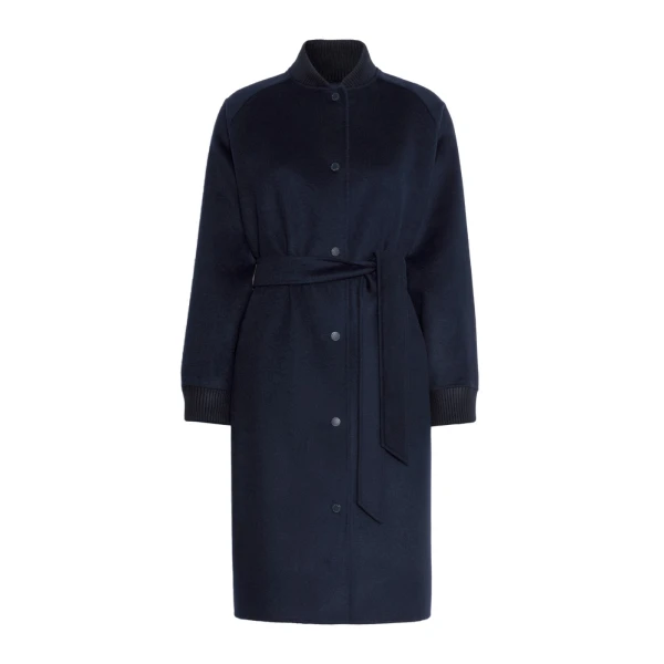 Max Mara Abbono Padded Double Wool Coat in Navy | Wool Coat | Coveti