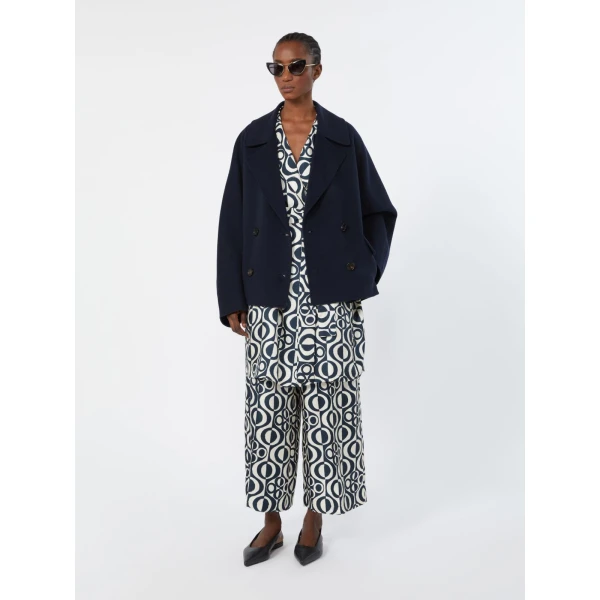 Max Mara Abetaia Short Printed Silk Wrap Dress in Ultramarine | Mini Dresses | Coveti