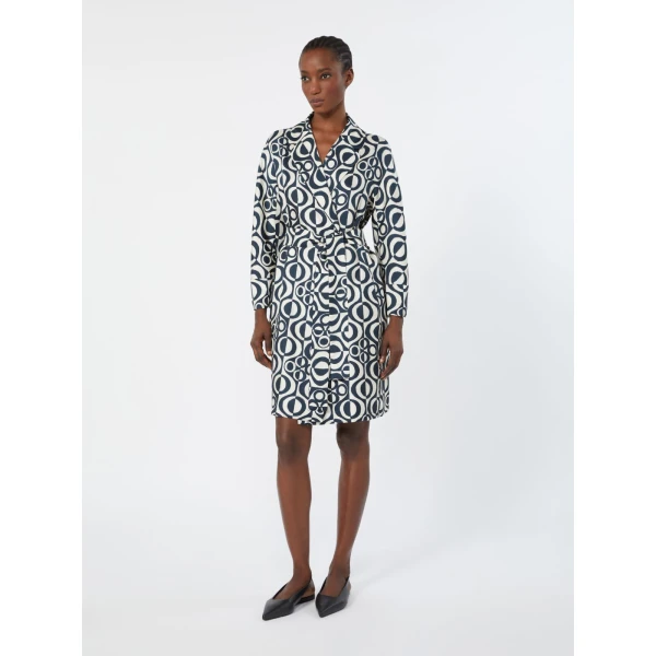 Max Mara Abetaia Short Printed Silk Wrap Dress in Ultramarine | Mini Dresses | Coveti