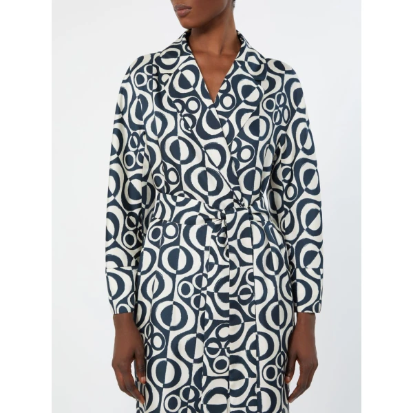 Max Mara Abetaia Short Printed Silk Wrap Dress in Ultramarine | Mini Dresses | Coveti
