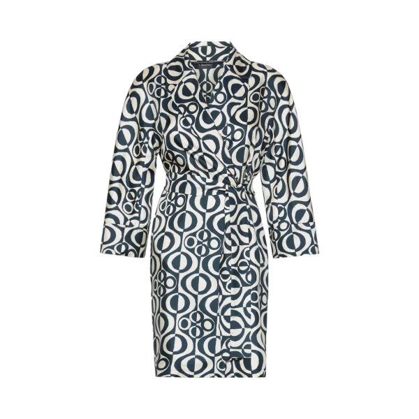 Max Mara Abetaia Short Printed Silk Wrap Dress in Ultramarine | Mini Dresses | Coveti