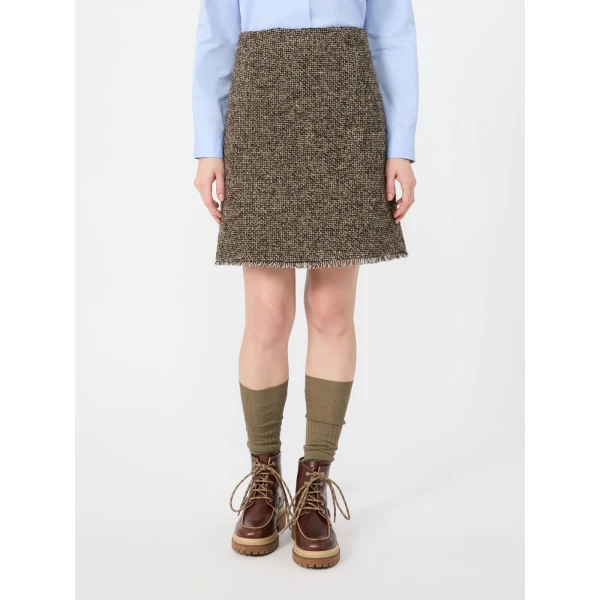 Max Mara Abetaia Wool Blend Boucle Mini Skirt in Brown | Mini Skirts | Coveti