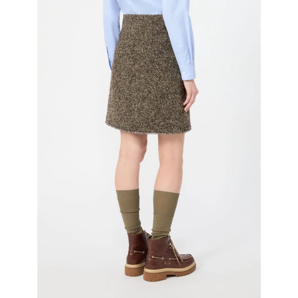 Max Mara Abetaia Wool Blend Boucle Mini Skirt in Brown | Mini Skirts | Coveti