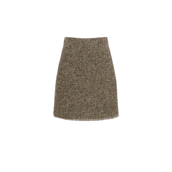 Abetaia Wool Blend Boucle Mini Skirt in Brown