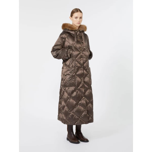 Max Mara Abete Long Quilted Water-Repellent Puffer in Brown | Coats | Coveti