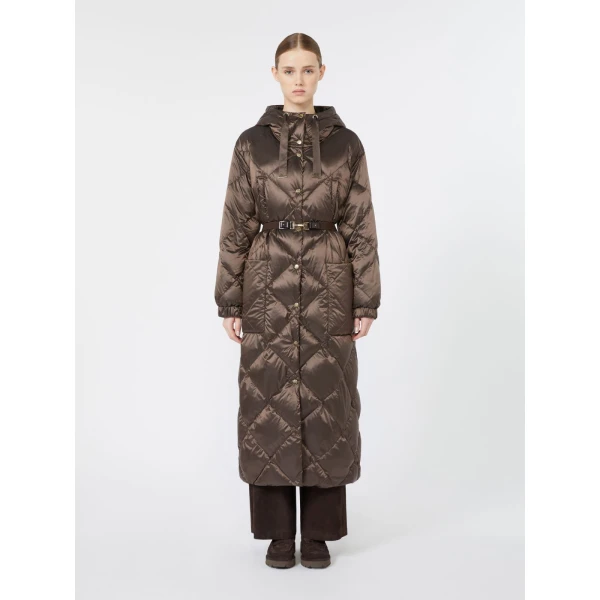 Max Mara Abete Long Quilted Water-Repellent Puffer in Brown | Coats | Coveti