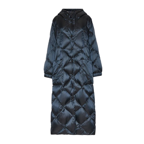 Abete Long Quilted Water-Repellent Puffer in Midnight Blue
