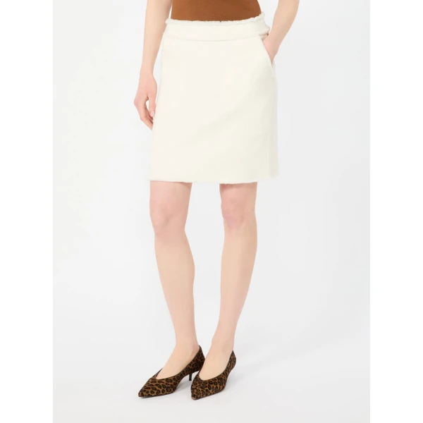 Max Mara Abile Short Wool Jersey Skirt in White | Mini Skirts | Coveti