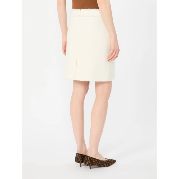 Max Mara Abile Short Wool Jersey Skirt in White | Mini Skirts | Coveti