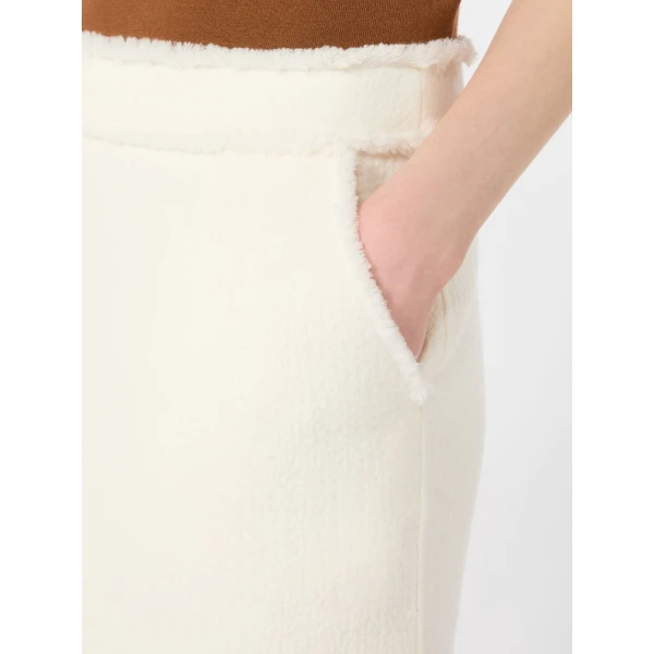 Max Mara Abile Short Wool Jersey Skirt in White | Mini Skirts | Coveti