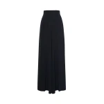 Max Mara Abilita High-Waisted Cady Trousers in Midnight Blue | Wide leg pants | Coveti