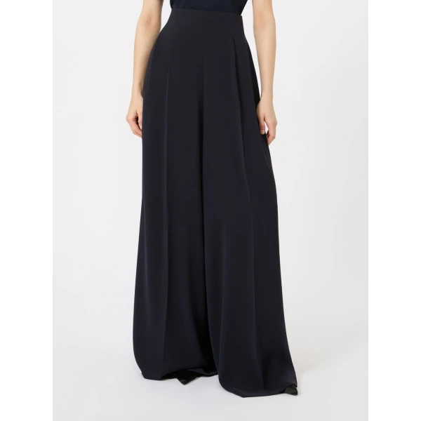 Max Mara Abilita High-Waisted Cady Trousers in Midnight Blue | Wide leg pants | Coveti