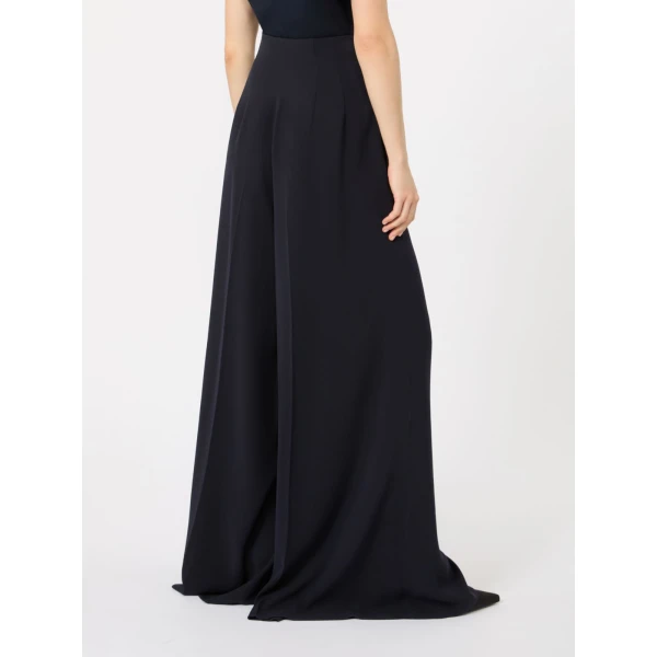 Max Mara Abilita High-Waisted Cady Trousers in Midnight Blue | Wide leg pants | Coveti