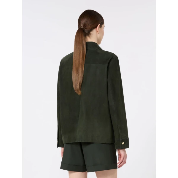 Max Mara Abisso Suede Shirt Jacket in Green | Leather Jackets | Coveti