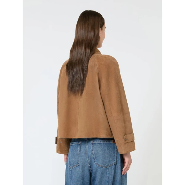 Max Mara Abito Soft Suede Jacket in Hazelnut Brown | Leather Jackets | Coveti