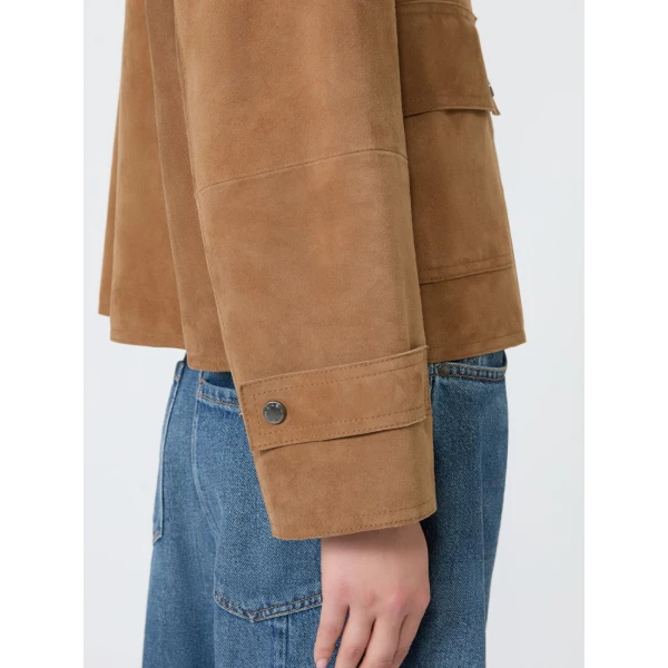 Max Mara Abito Soft Suede Jacket in Hazelnut Brown | Leather Jackets | Coveti