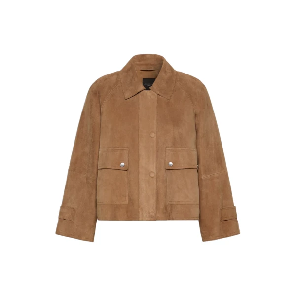 Max Mara Abito Soft Suede Jacket in Hazelnut Brown | Leather Jackets | Coveti