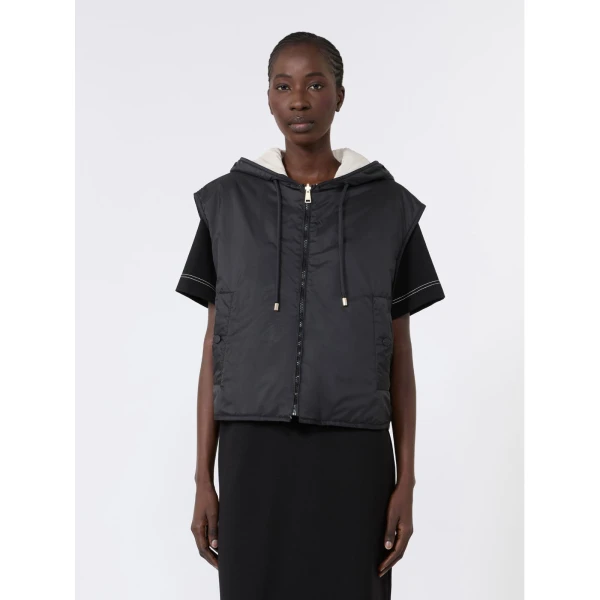 Max Mara Accenni Reversible Padded Canvas Gilet in Black | Vests | Coveti