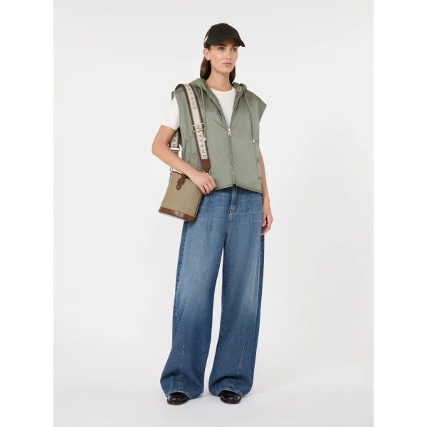 Max Mara Accenni Reversible Padded Canvas Gilet in Khaki | Vests | Coveti