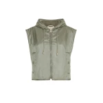 Max Mara Accenni Reversible Padded Canvas Gilet in Khaki | Vests | Coveti