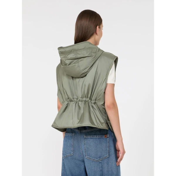 Max Mara Accenni Reversible Padded Canvas Gilet in Khaki | Vests | Coveti